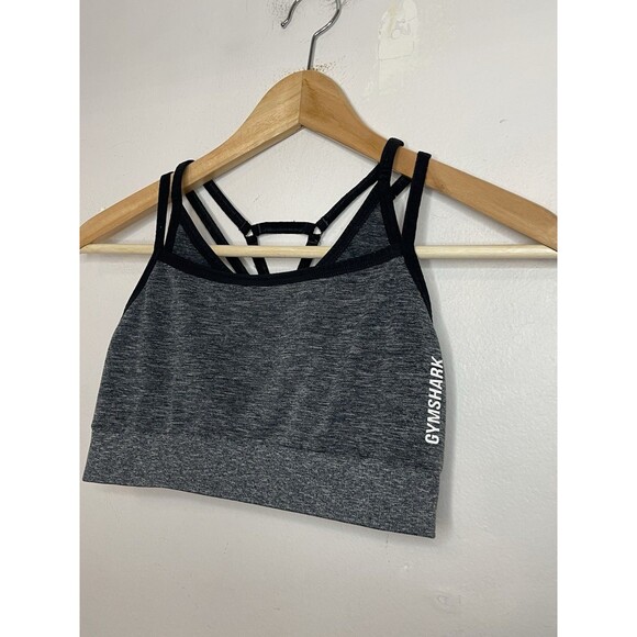 Gymshark Women's Small Gray Strappy Sports Bra Logo - Picture 4 of 4